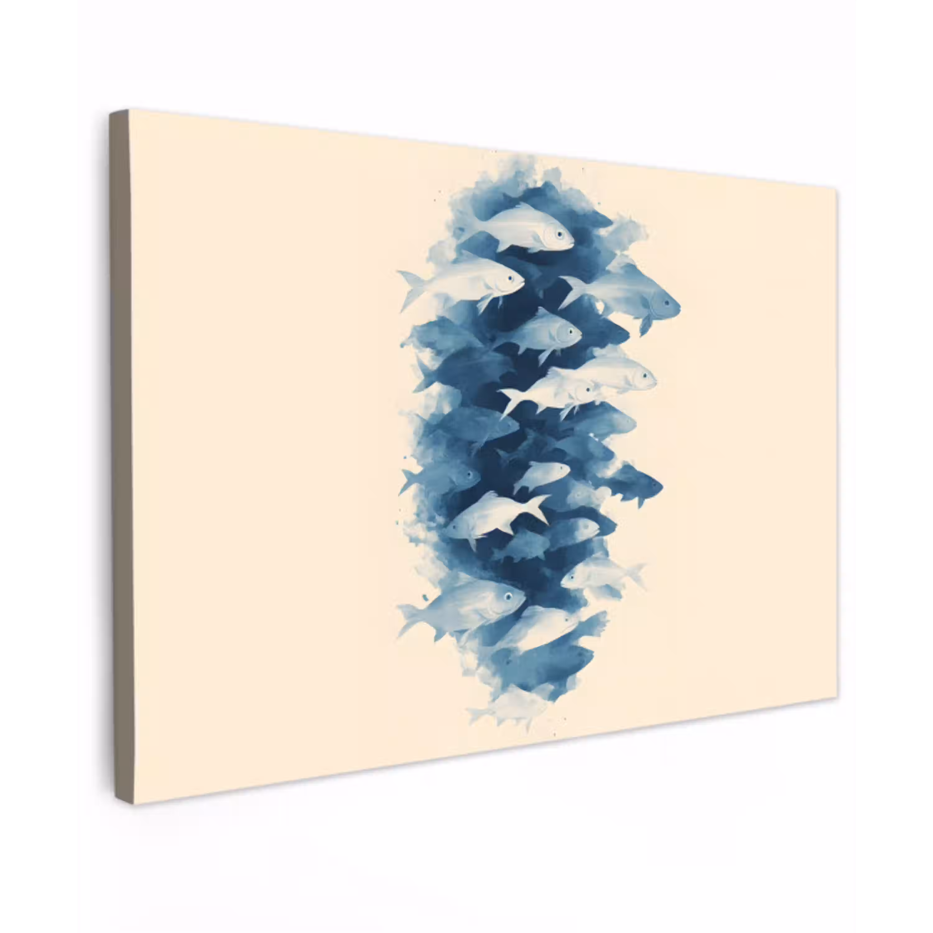 Vissen - Minimalistisch - Blauw canvas 2cm klein -z3d