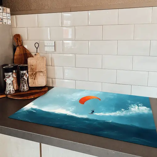 Kitesurfer - Oranje - Zee - Lucht Inductie beschermer vinyl 3mm klein -sfeer3