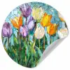 Mozaïek - Veld - Tulpen - Kleurrijk Wandcirkel behangsticker klein -3d