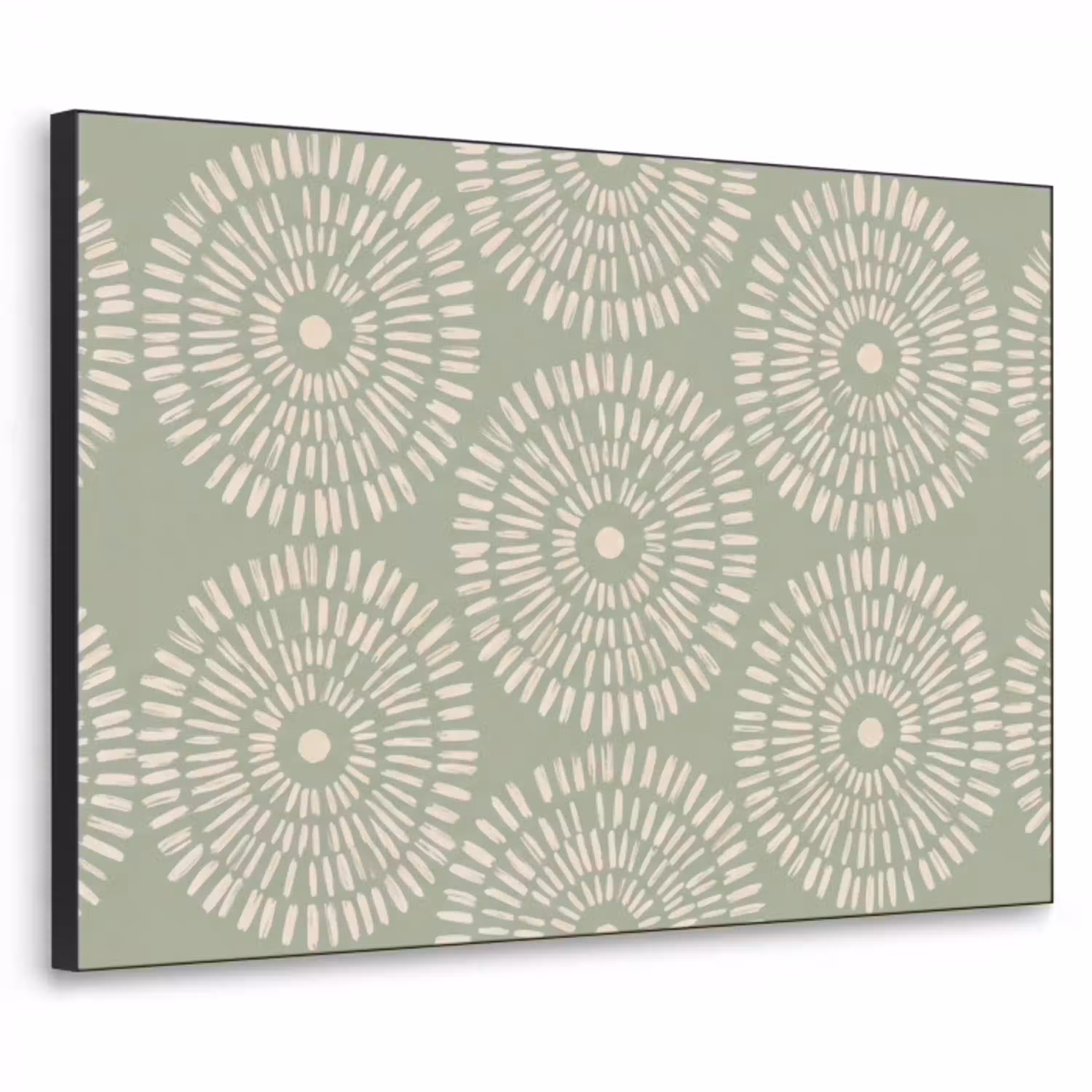 Patroon - Cirkels - Abstract - Modern - Groen Textielframe zwart klein -3d