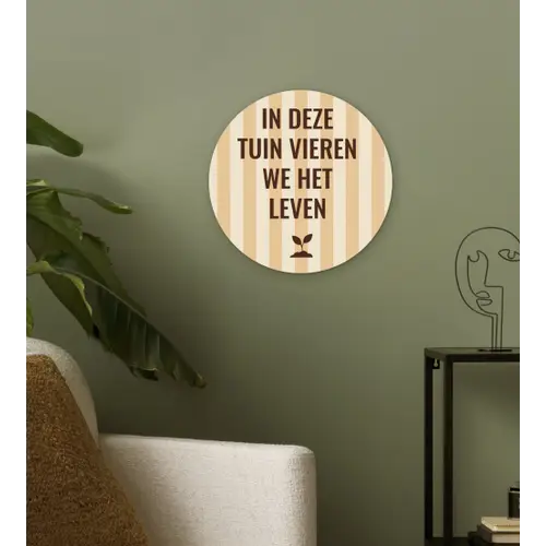 Tuin - Quote - Strepen - Zomer Wandcirkel plexiglas klein -sfeer3