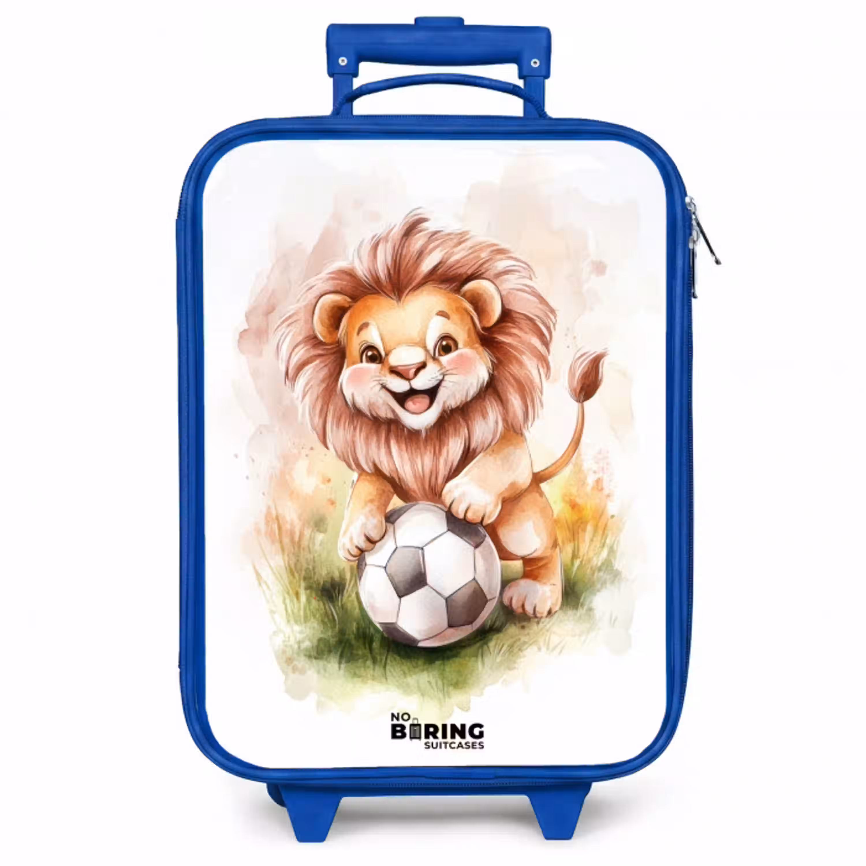 Speelse leeuw met voetbal op grasveld Kinderkoffer - Blauw klein -zzz_website3d