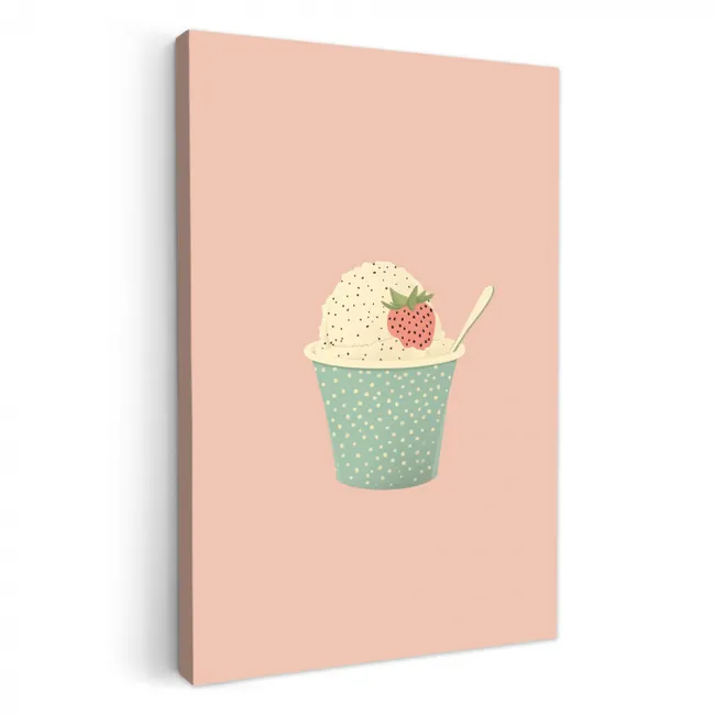 Bakje - Ijs - Aardbei - Roze KitchenYeah - Keuken - Canvas klein -3d