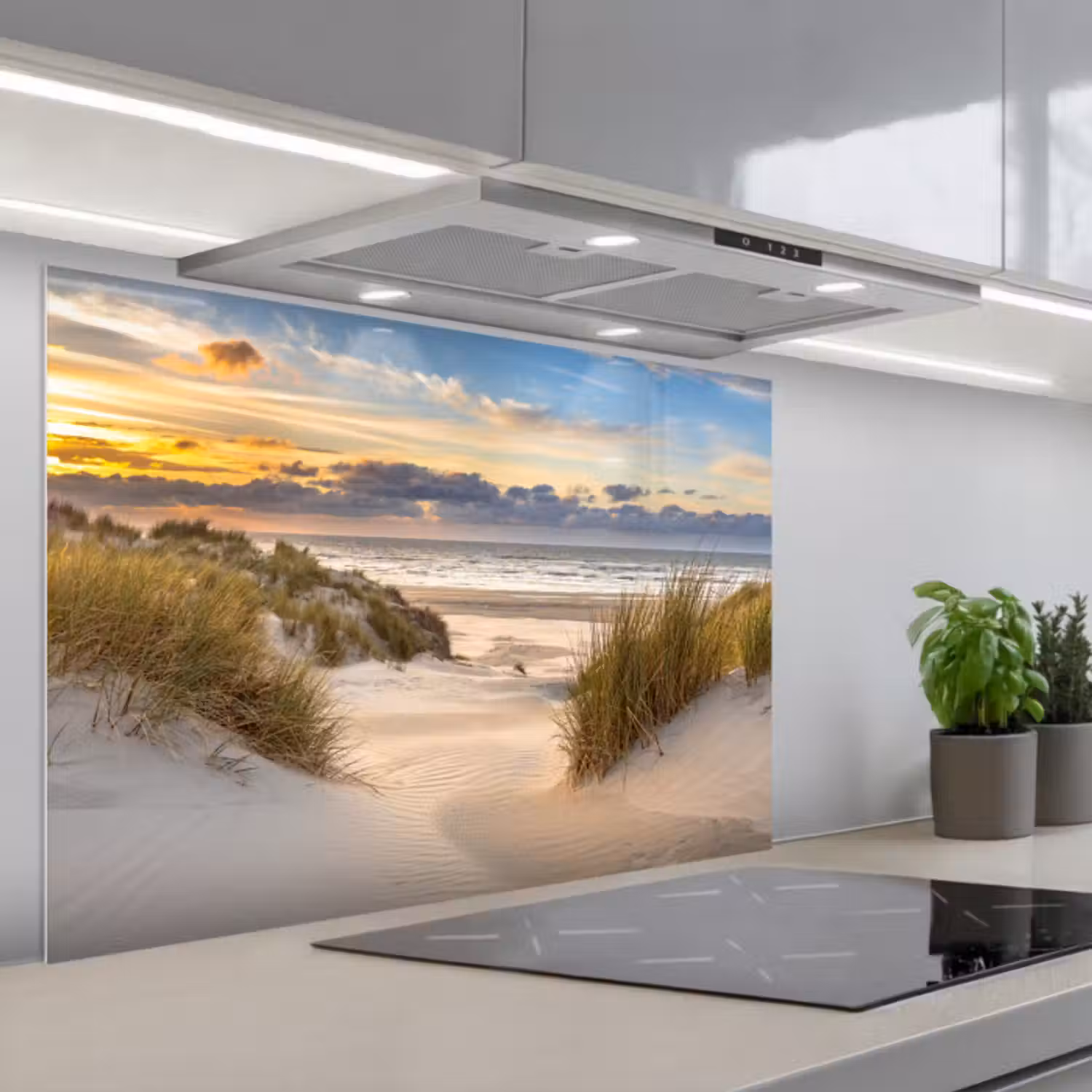 Spatscherm keuken - Strand - Duin - Gras - Zonsondergang - Zee