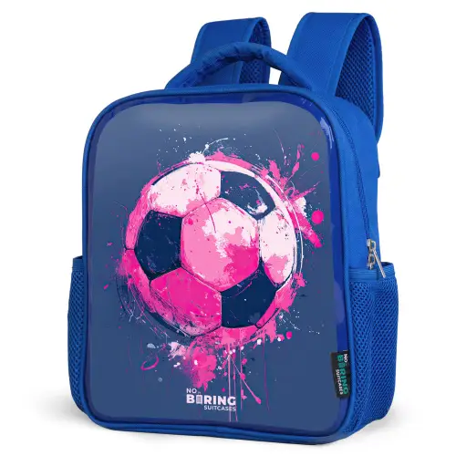 Voetbal -  Verf - Roze - Blauw Kinderrugzak - Blauw middel -schuin