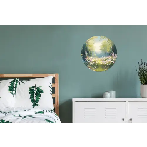 Bos - Schilderstijl - Kleurrijk Wandcirkel aluminium klein -slaapkamer