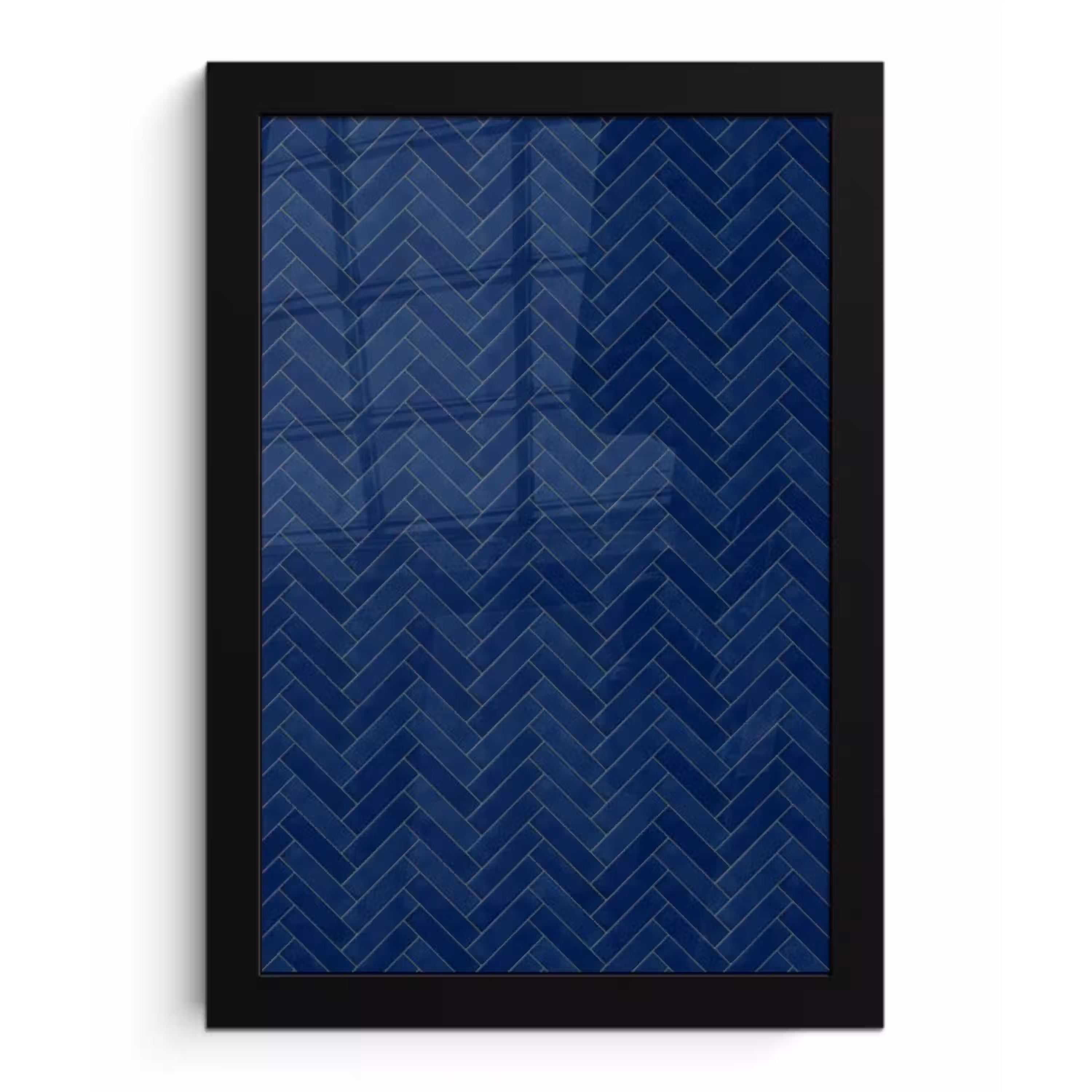 Visgraat - Wandtegel - Donkerblauw - Navy Blue fotolijst zwart zonder passe partout klein 224 -3d