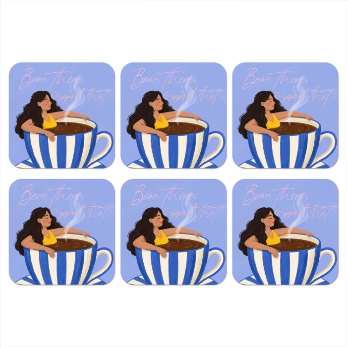 Mok - Koffie - Vrouw - Paars onderzetter kurk middel -3d