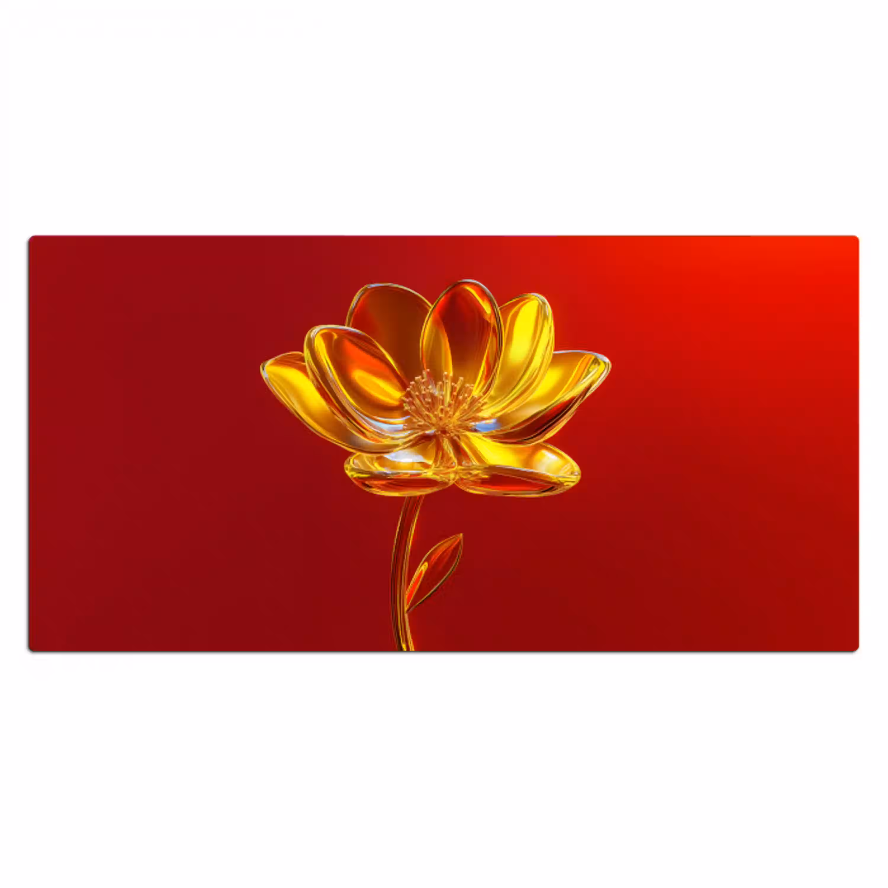 Bloem - Goud - Glazen Muismat XXL klein -3d_leeg