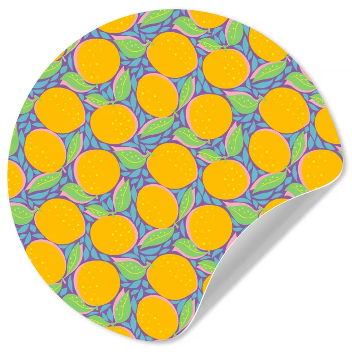 Sinaasappels - Bladeren - Kleurrijk Wandcirkel behangsticker klein 186 -3d