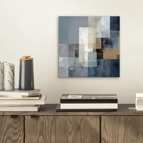 Rechthoeken - Abstract - Blauw aluminium wit klein -sfeer1