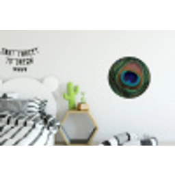 Pauwenveren - Klassiek - Groen Wandcirkel aluminium klein -kinderkamer