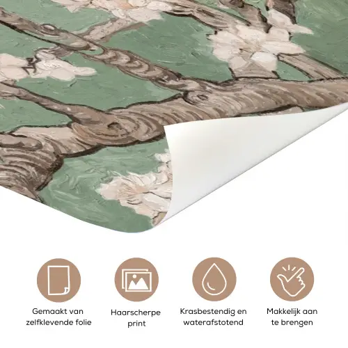 Amandelbloesem - Kunst - Van Gogh - Groen deurposter klein -closeup_NL