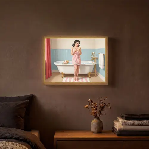 Badkamer - Vrouw - Roze Light Box met batterij (Wandlamp) middel -sfeer4