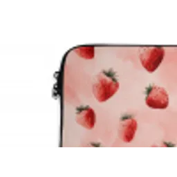 Aardbei - Patroon - Roze laptophoes neopreen klein 279 -detail