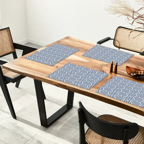 Crème - Blauw - Strepen - Patroon Placemat vinyl groot 368 -zzsfeer4_Kitchenyeah-website