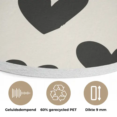 Hartjes - Zwart - Beige Akoestische PET Vilt - Rond klein -closeup_NL