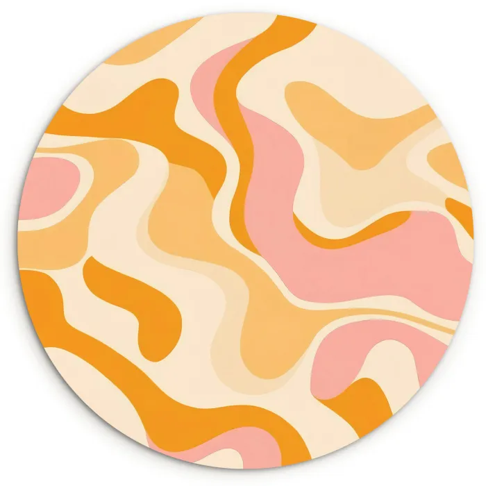 Abstract - Golvend - Oranje Wandcirkel kunststof plaat 5mm dik klein -3d