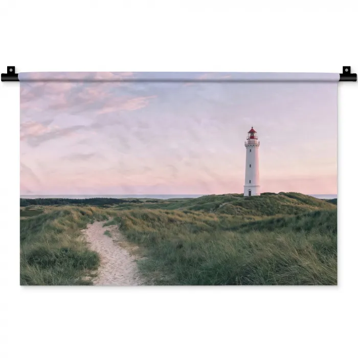 Vuurtoren - Duinlandschap - Zee Wandkleed katoen klein -zz3d