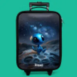 Blauw buitenaards wezentje onder sterrenhemel Kinderkoffer - Zwart klein -zzz_website3d_nbs