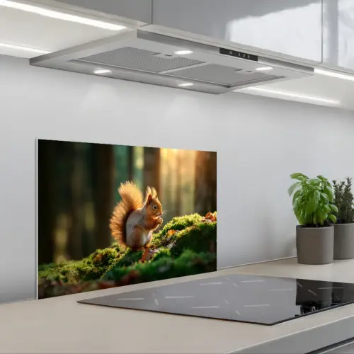 Eekhoorn - Nootje - Gras keuken achterwand spatscherm klein -3d_schuin