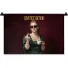 Koffie - Vrouw - Middelvinger Wandkleed katoen klein -zz3d