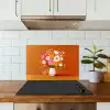 Vaas - Bloemen - Oranje keuken achterwand spatscherm klein -sfeer2