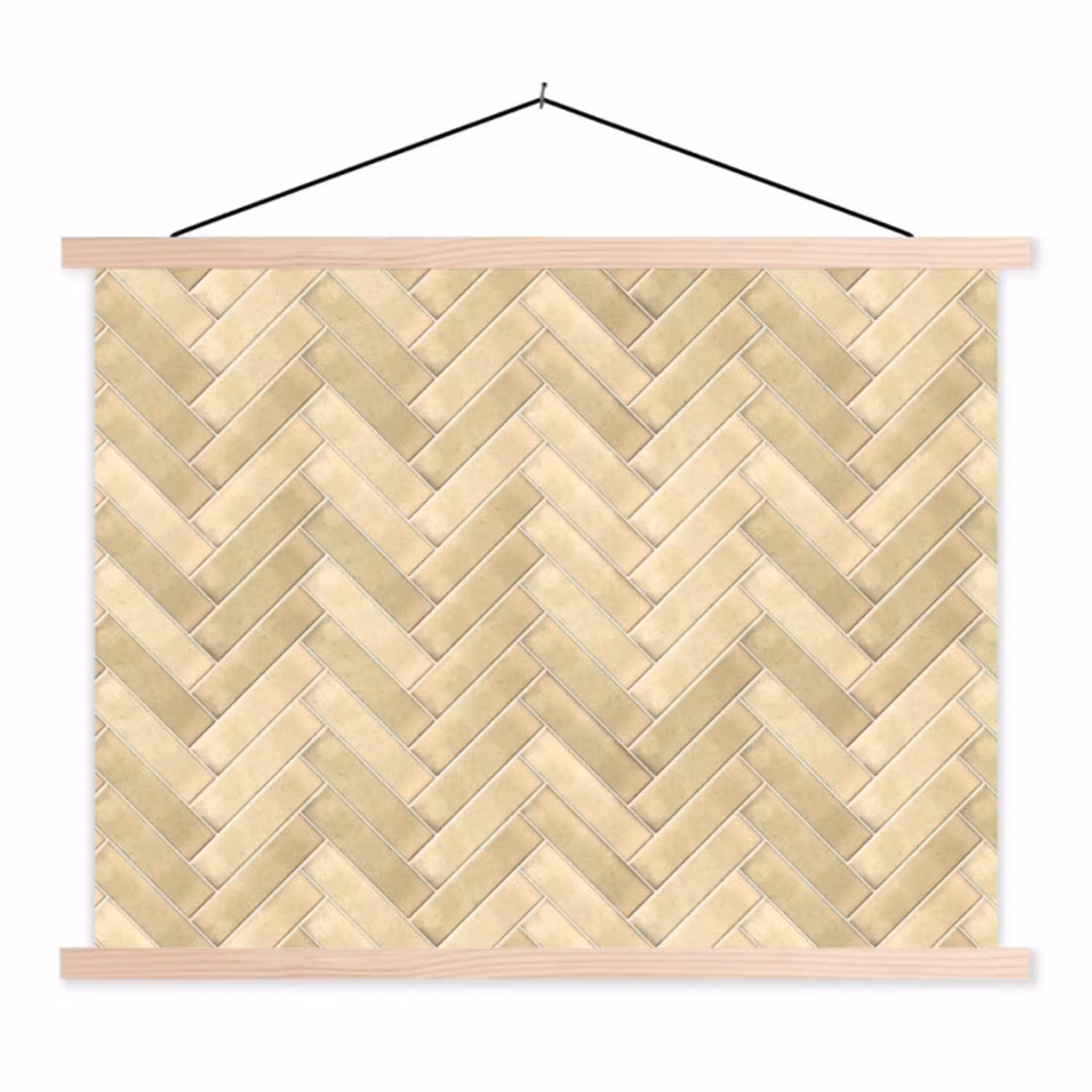 Visgraat - Tegel - Zand textielposter latten blank klein 122 -3d