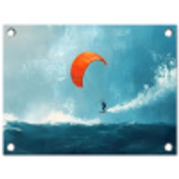 Kitesurfer - Oranje - Zee - Lucht tuinposter los doek klein -3d