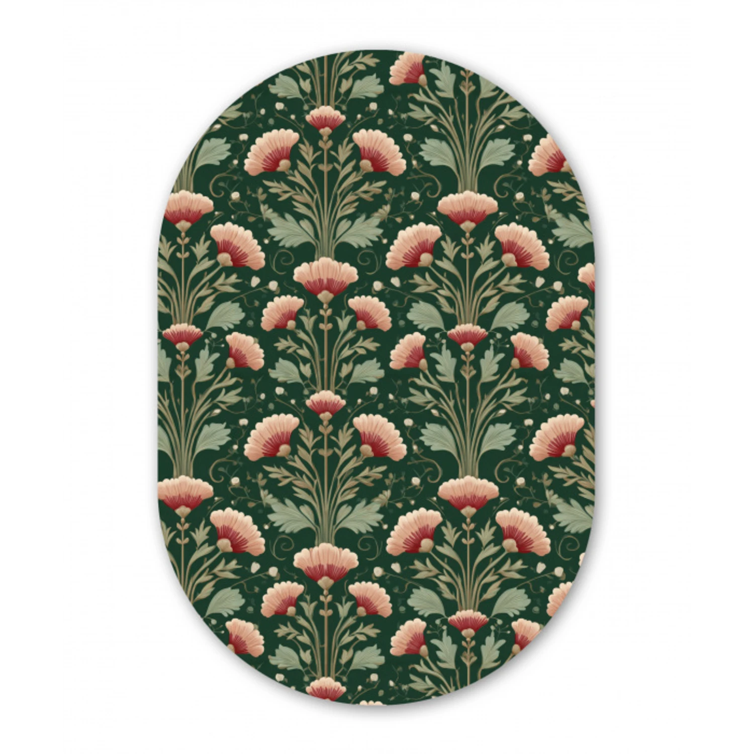 Patroon - Botanisch - Kleurrijk Wandcirkel Ovaal Aluminium middel 839 -3d