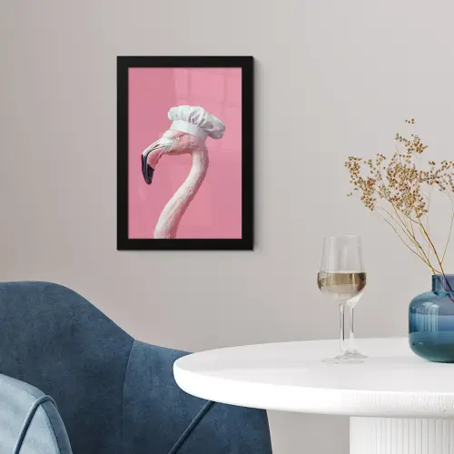 Flamingo - Roze - Koksmuts - Vogel fotolijst zwart zonder passe partout klein -sfeer4