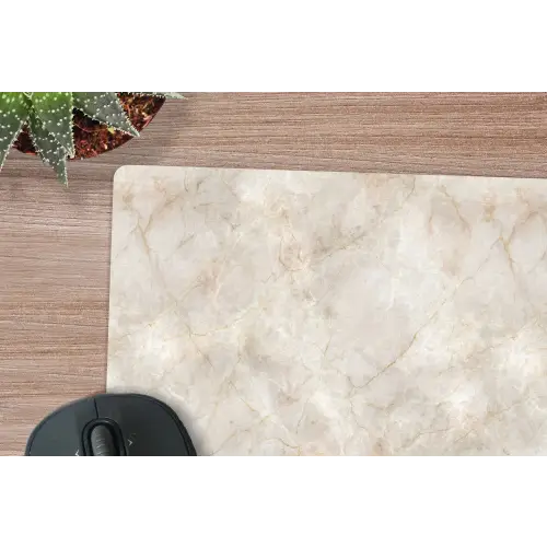 Lichtbeige - Goudbruine Nerven - Marmer muismat rubber klein 262 -closeup