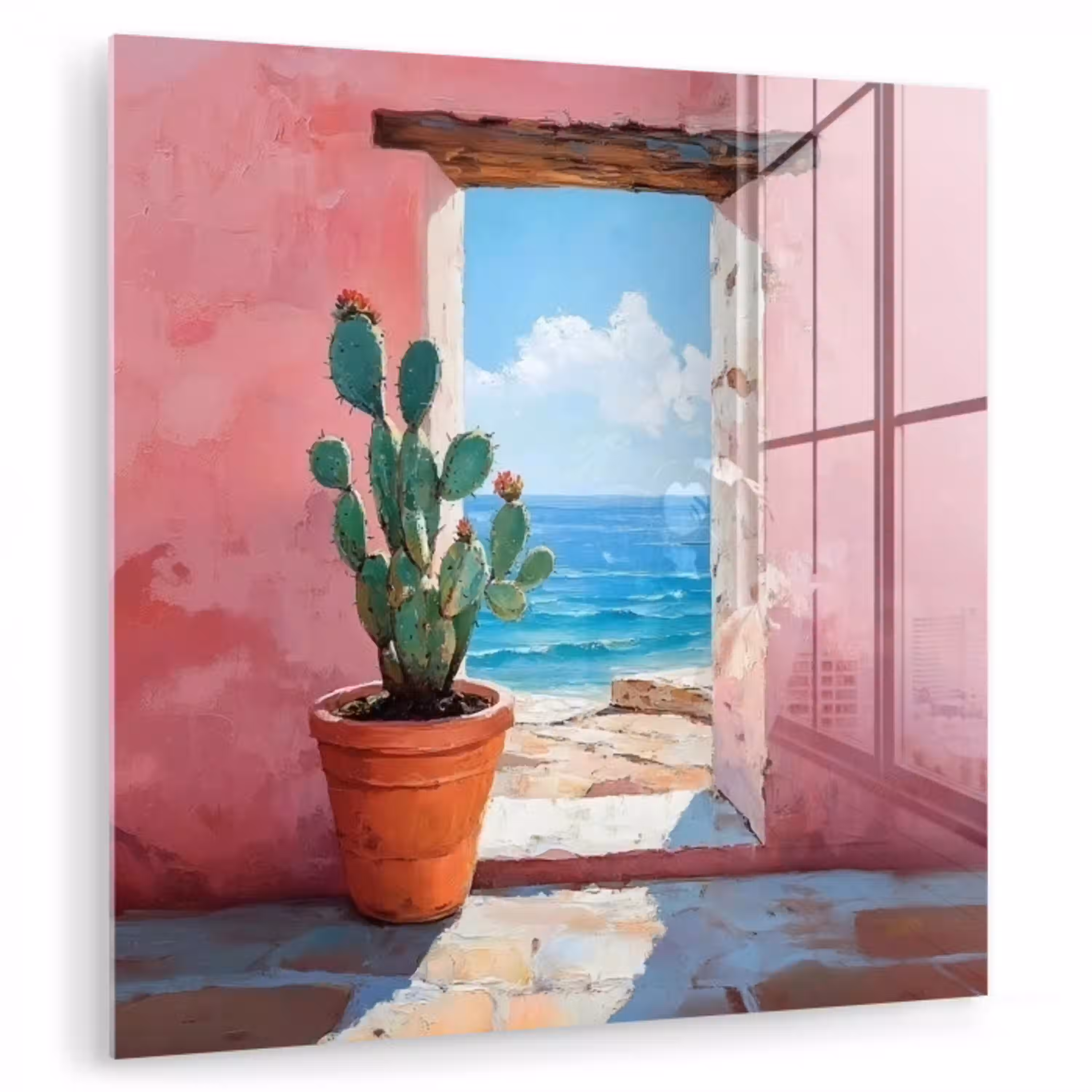 Zee - Roze - Cactus plexiglas 5mm klein -zzzproduct_nieuw