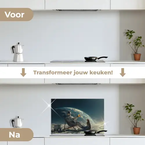 Astronaut - Kat - Glas - Stoel keuken achterwand spatscherm klein -voor_na_NL