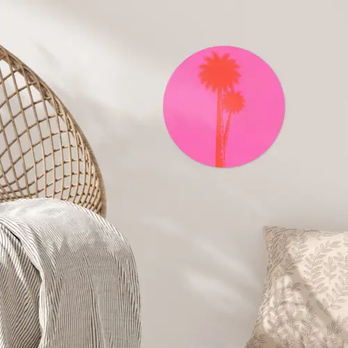 Palmbomen - Modern - Roze Wandcirkel behangsticker klein -sfeer4
