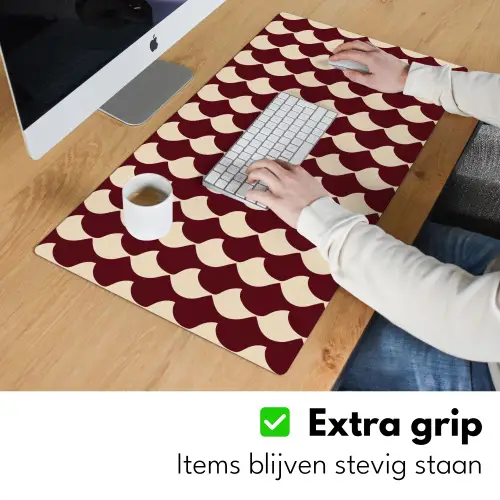 Rood - Tegelpatroon - Crème Muismat XXL klein 681 -sfeer3