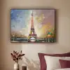 Eiffeltoren - Schilderij - Olieverf - Parijs Textielframe - compleet frame klein -sfeer1