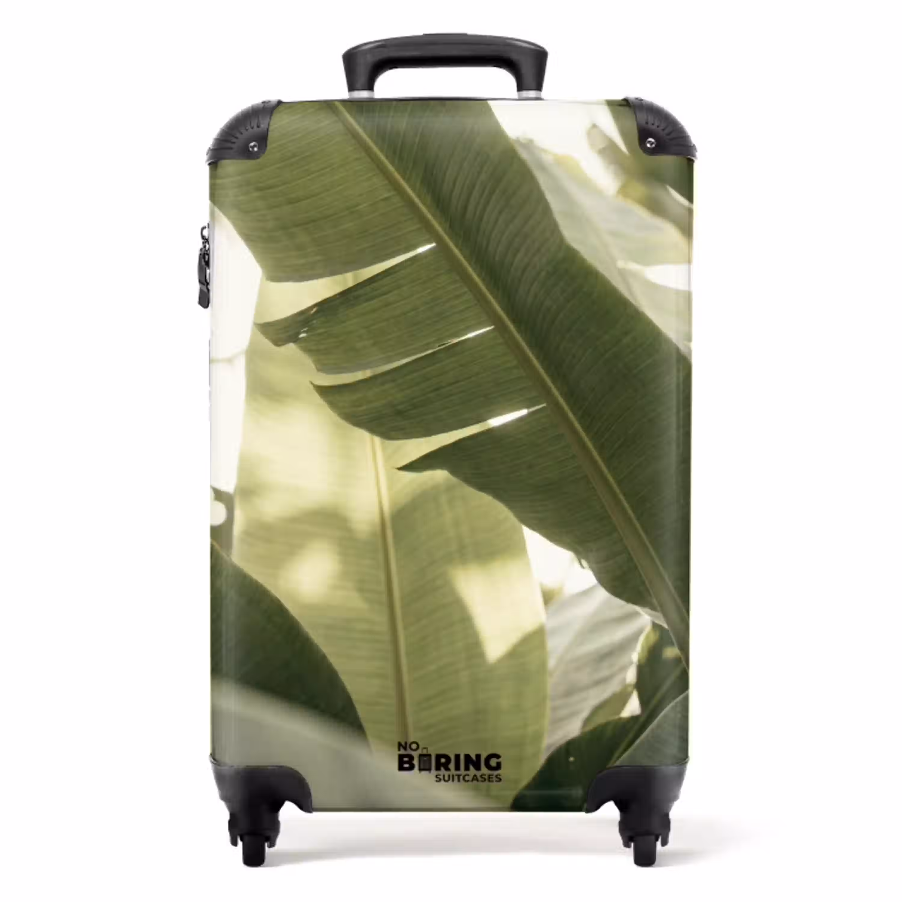 Natuur - Bladeren - Groen - Tropisch - Detail NBS - Handbagage koffer - Volwassenen Unisex middel -productfoto_recht