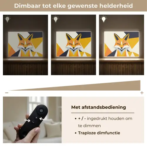 Vos - Oranje - Abstract - Driehoeken Light Box met batterij (Wandlamp) middel -USP_dimbaarNL