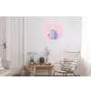 Kat - Illustratie - Minimalistisch - Roze Wandcirkel aluminium klein -woonkamer