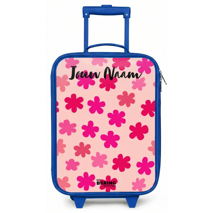 Bloemen - Patroon - Roze Kinderkoffer - Blauw klein -zz3dotto