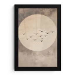 Vogel - Beige - Japandi fotolijst zwart zonder passe partout klein -3d