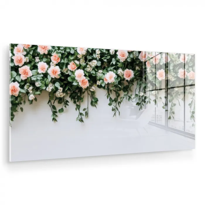 Bloemen - Muur - Rozen - Groen plexiglas 5mm klein -zzzproduct_nieuw