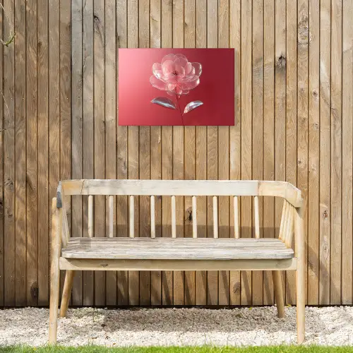 Sierlijk - Bloem - Roze - Glazen Tuinposter op houten frame 2 cm dik klein -sfeer4