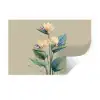 Paradijsvogelbloemen - Blauwgroene bladeren - Beige Muursticker klein -3d