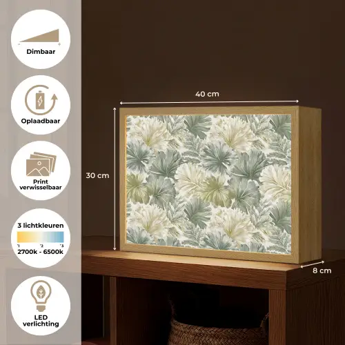 Bladeren - Botanisch - Groen Light Box met batterij (Wandlamp) middel 907 -USP_websiteoverzichtNL