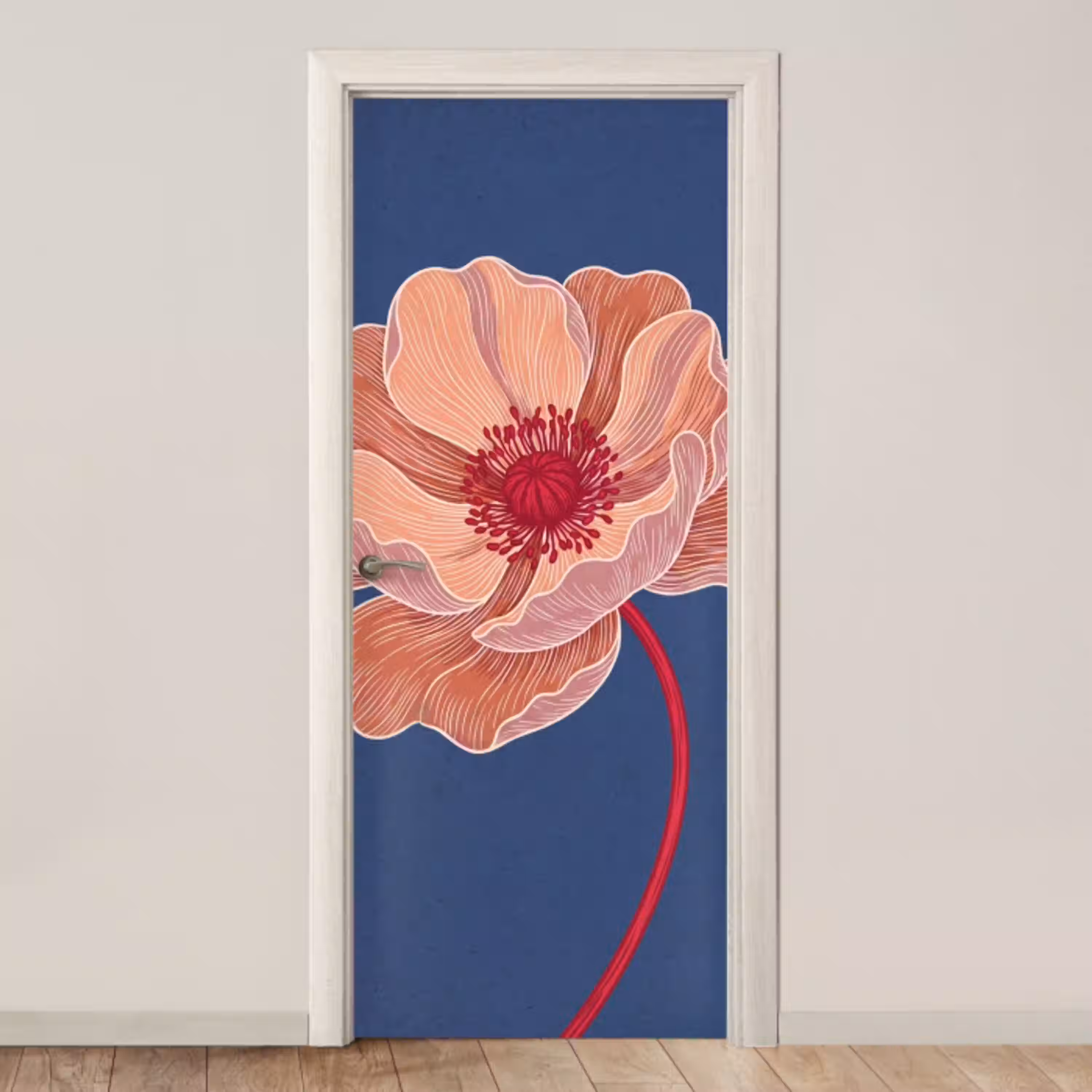 Bloemen - Modern - Abstract deurposter klein -3d_beige