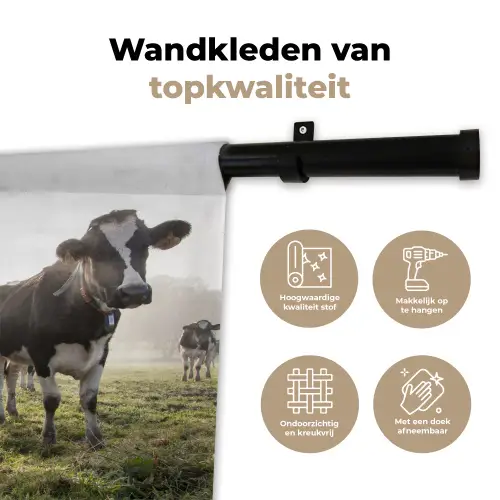 Koeien - Licht - Gras - Dieren Wandkleed katoen klein -sfeer2