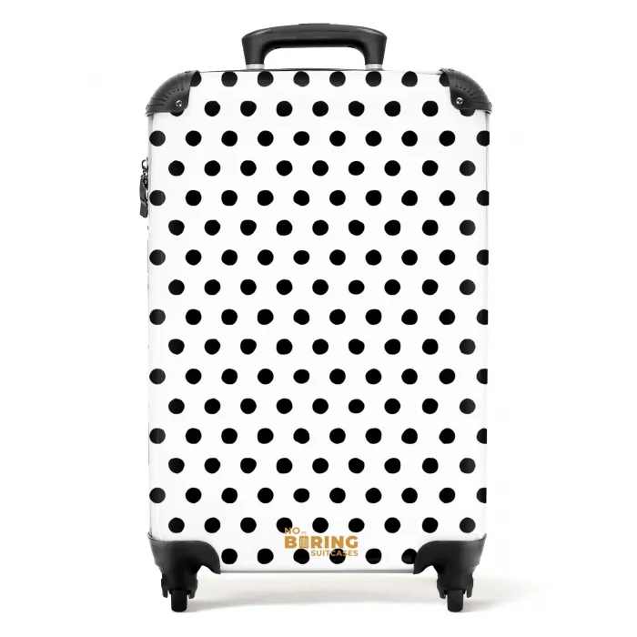 Symmetrisch geplaatste zwarte stippen over een witte achtergrond NBS - Handbagage koffer - Volwassenen Unisex middel -productfoto_recht