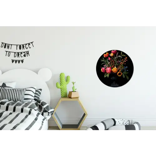 Tulpen - Bessen - Boeket - Vaas Wandcirkel aluminium klein -kinderkamer